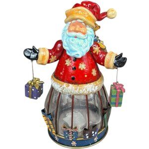 Glass Metal Santa Candle Votive Tea Christmas Holiday Decor Figurine Lantern 10'